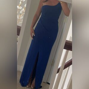 Royal blue prom dress.